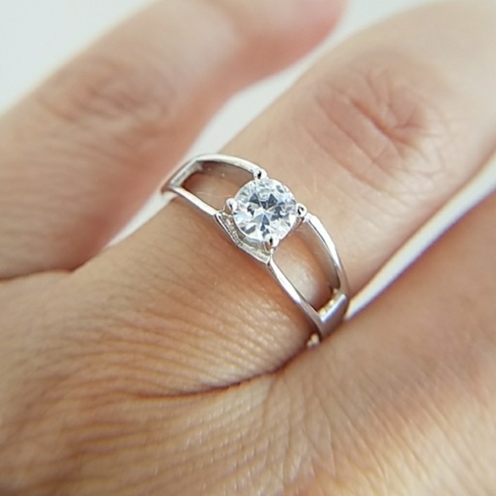14k Gold plated Round Engagement Ring